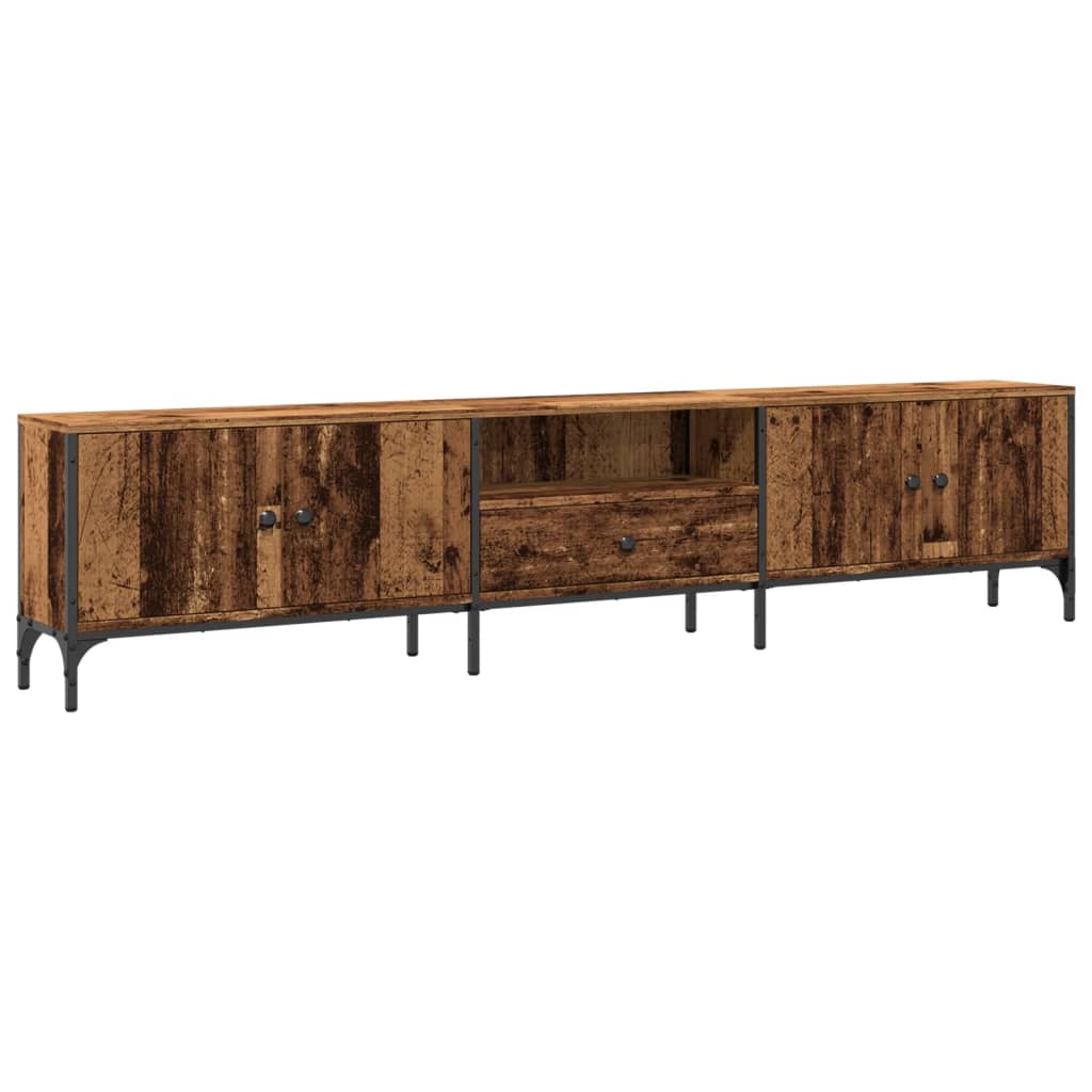 Tv-Bänk Med Låda Åldrat Trä 200X25X44 Cm Konstruerat Trä