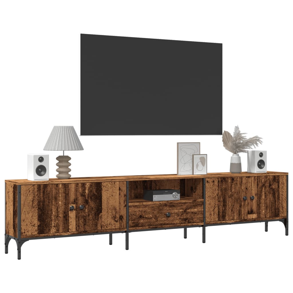 Tv-Bänk Med Låda Åldrat Trä 200X25X44 Cm Konstruerat Trä