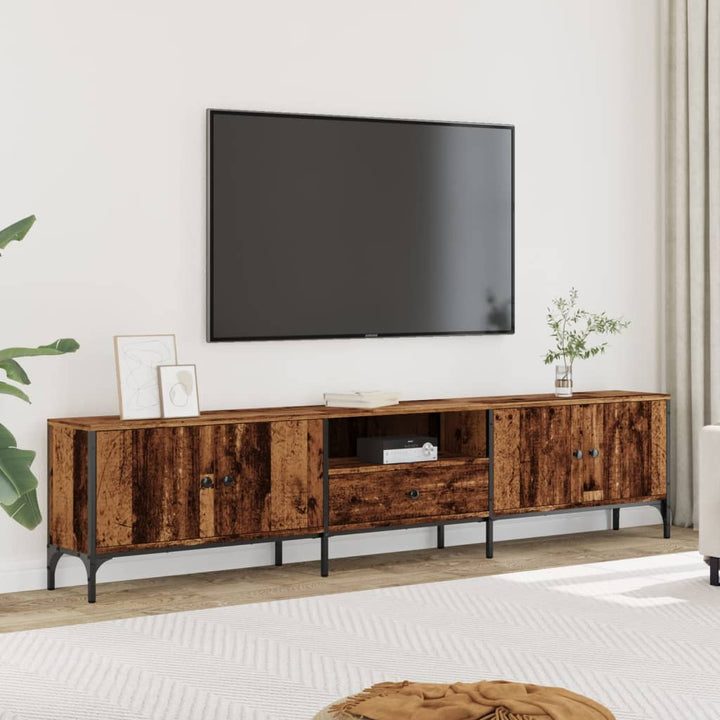 Tv-Bänk Med Låda Åldrat Trä 200X25X44 Cm Konstruerat Trä