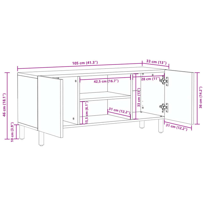 Tv-Bänk Svart 105X33X46 Cm Konstruerat Trä