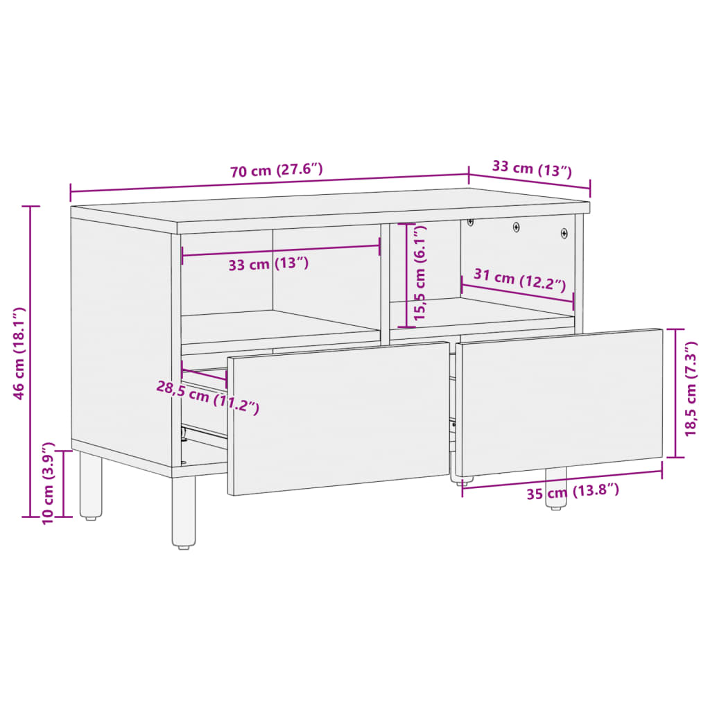 Tv-Bänk Svart 70X33X46 Cm Konstruerat Trä