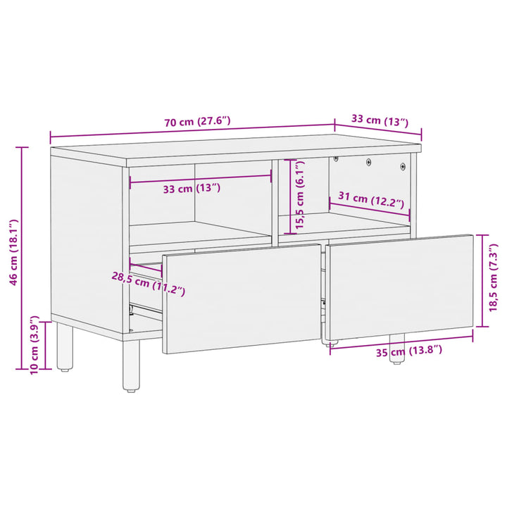 Tv-Bänk Svart 70X33X46 Cm Konstruerat Trä