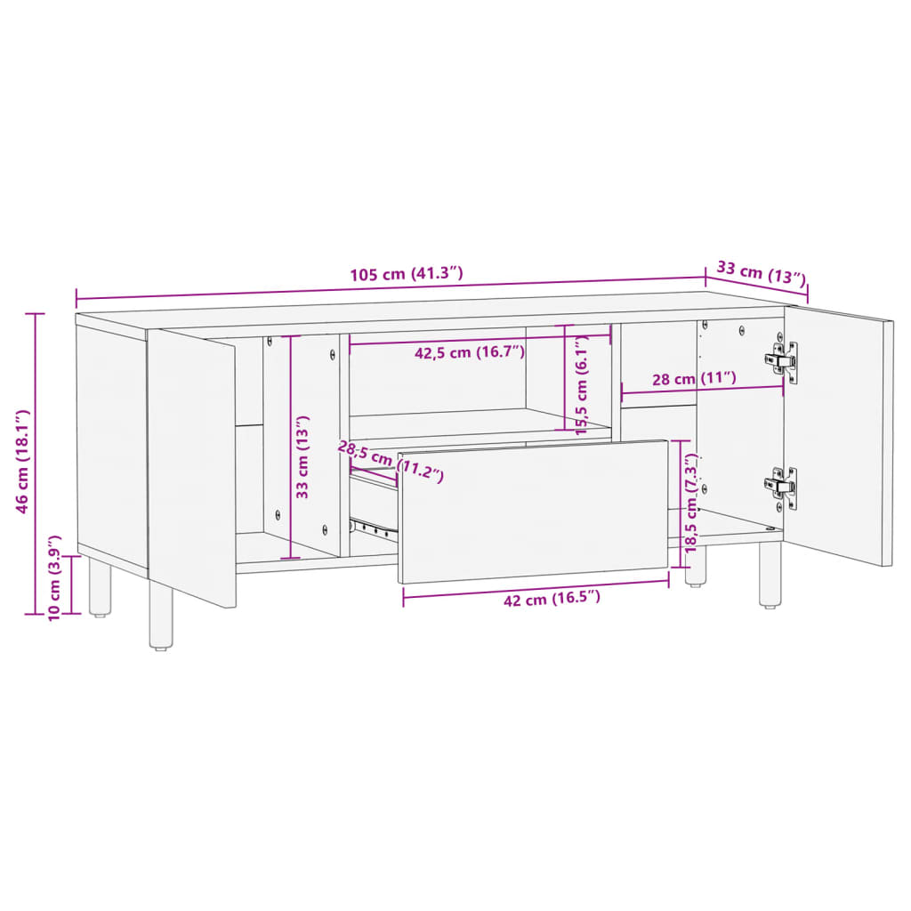 Tv-Bänk Svart 105X33X46 Cm Konstruerat Trä
