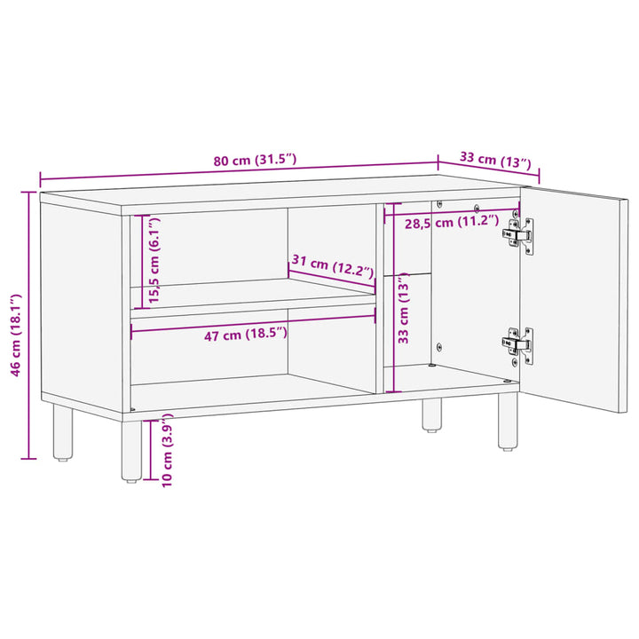 Tv-Bänk Svart 80X33X46 Cm Konstruerat Trä