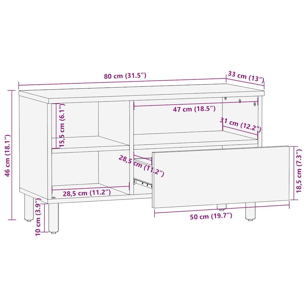 Tv-Bänk Svart 80X33X46 Cm Konstruerat Trä