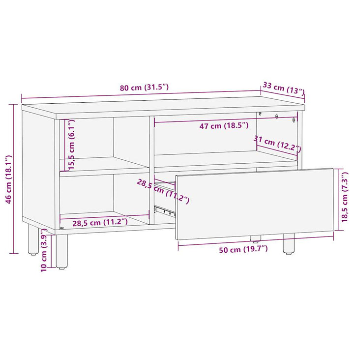 Tv-Bänk Svart 80X33X46 Cm Konstruerat Trä
