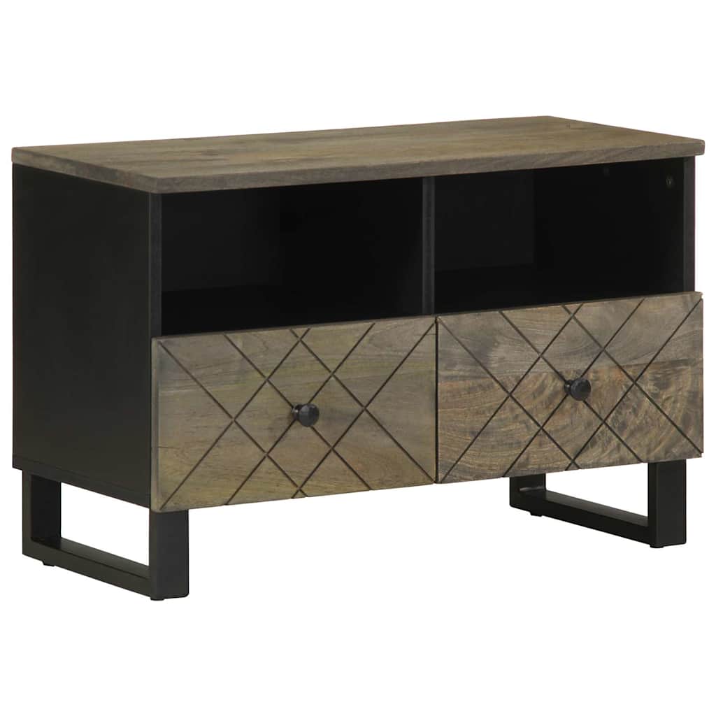 Tv-Bänk Svart 70X33X46 Cm Massivt Mangoträ