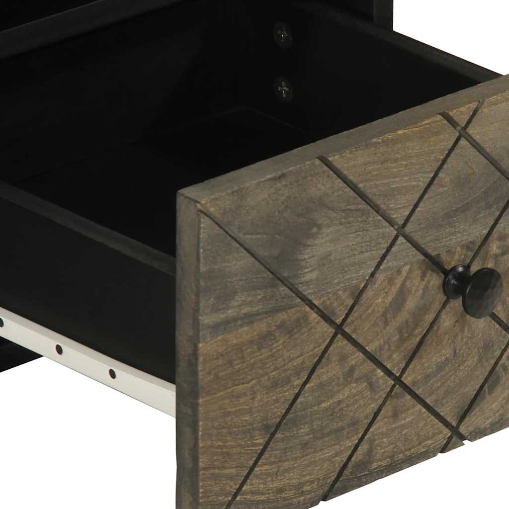 Tv-Bänk Svart 70X33X46 Cm Massivt Mangoträ