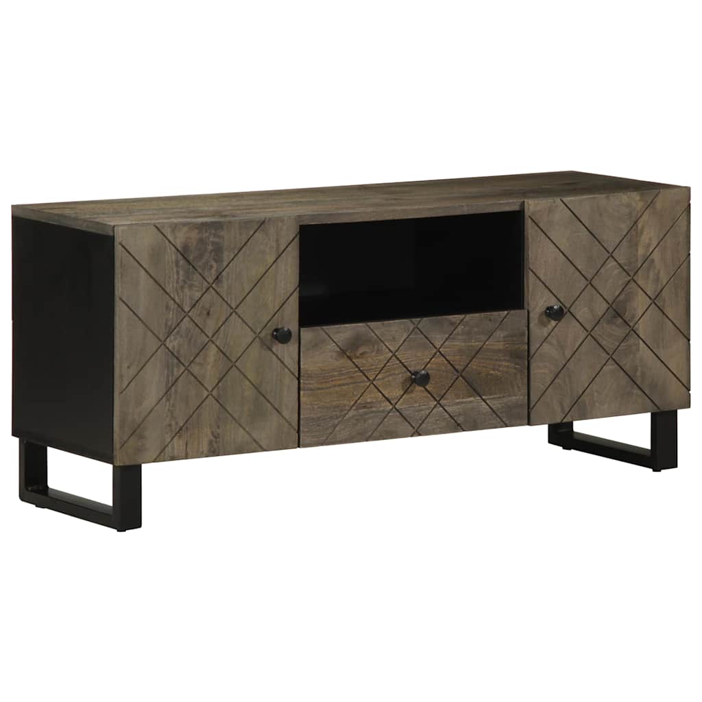 Tv-Bänk Svart 105X33X46 Cm Massivt Mangoträ