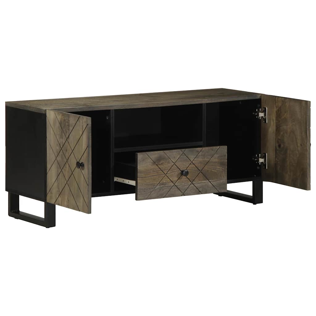 Tv-Bänk Svart 105X33X46 Cm Massivt Mangoträ