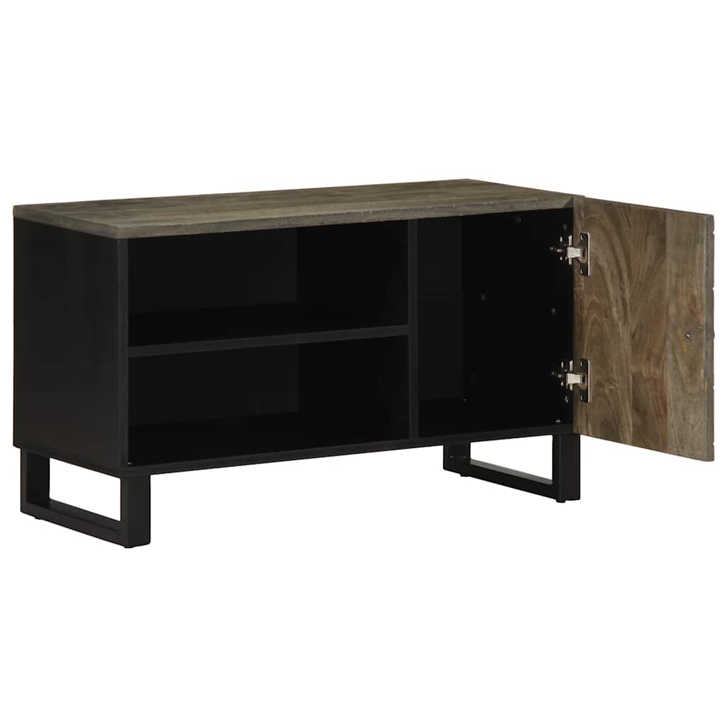 Tv-Bänk Svart 80X33X46 Cm Massivt Mangoträ