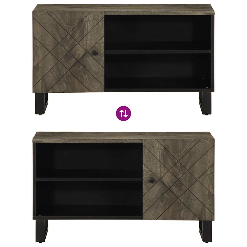 Tv-Bänk Svart 80X33X46 Cm Massivt Mangoträ