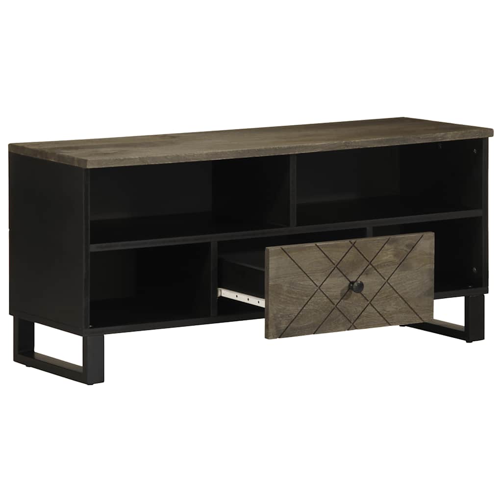 Tv-Bänk Svart 100X33X46 Cm Massivt Mangoträ
