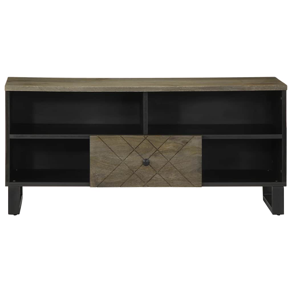 Tv-Bänk Svart 100X33X46 Cm Massivt Mangoträ