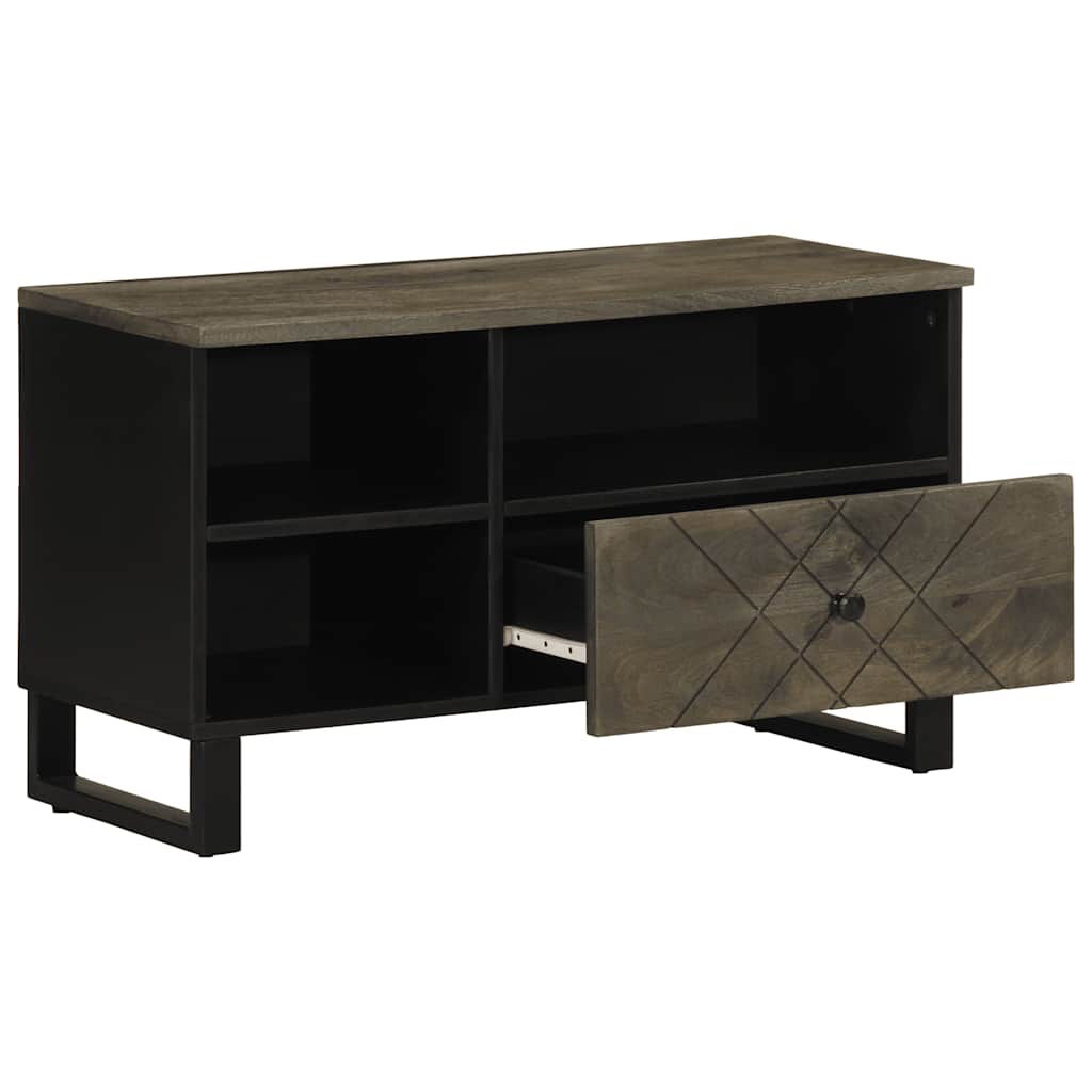 Tv-Bänk Svart 80X33X46 Cm Massivt Mangoträ