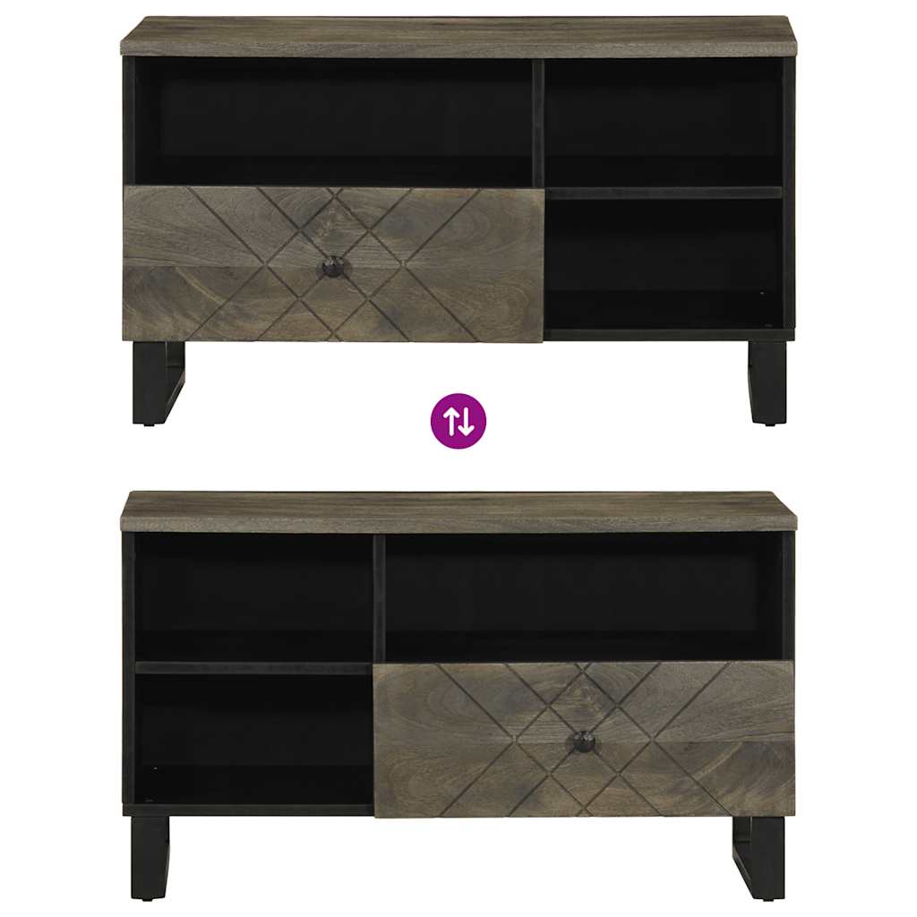 Tv-Bänk Svart 80X33X46 Cm Massivt Mangoträ