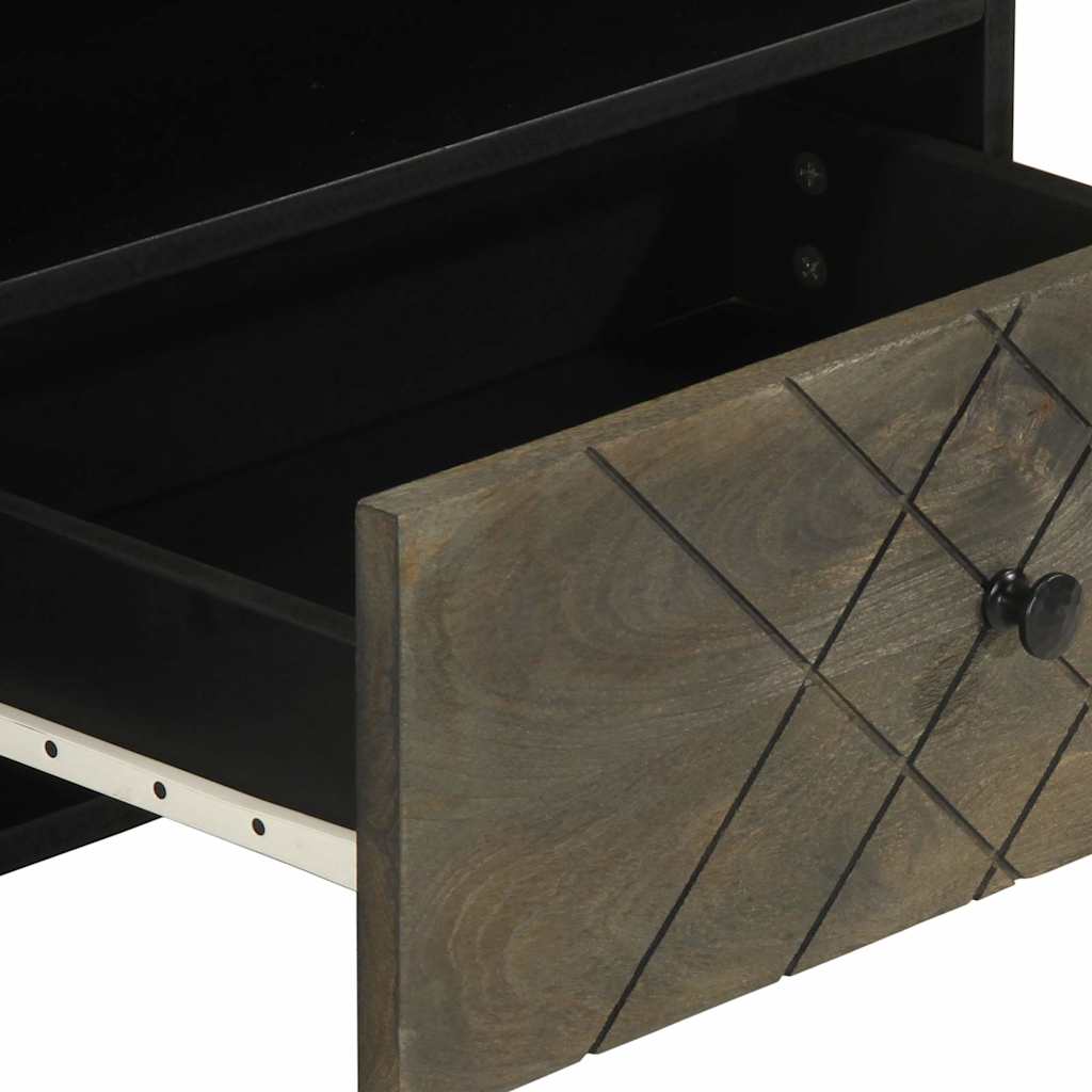 Tv-Bänk Svart 80X33X46 Cm Massivt Mangoträ