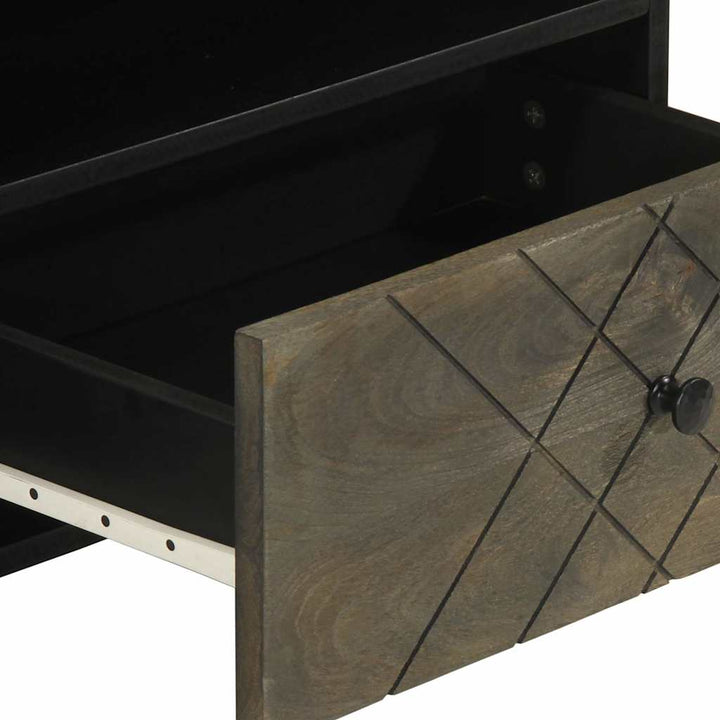 Tv-Bänk Svart 80X33X46 Cm Massivt Mangoträ