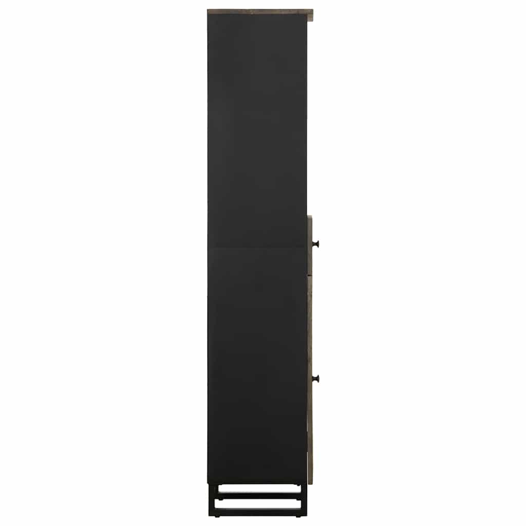 Badrumsskåp Svart 38X33X160 Cm Massivt Mangoträ
