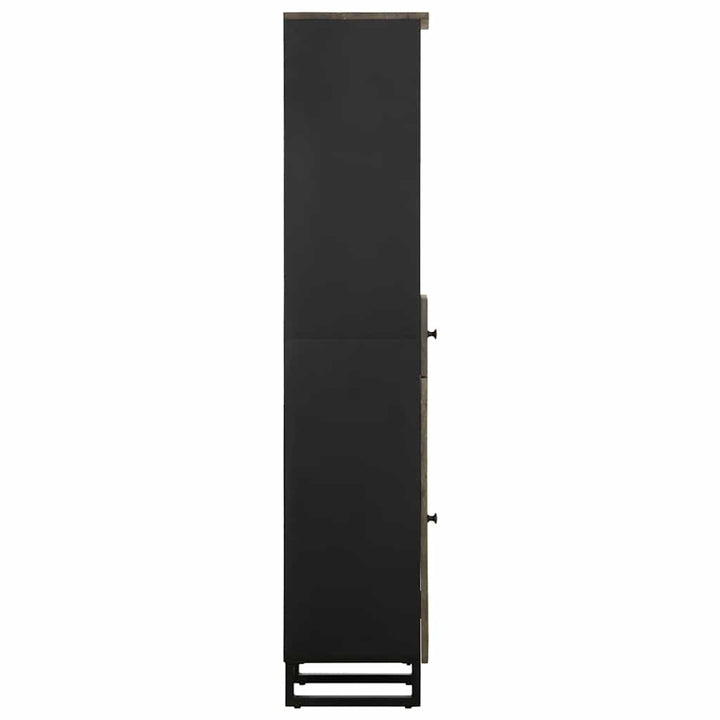 Badrumsskåp Svart 38X33X160 Cm Massivt Mangoträ