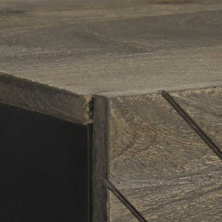 Högskåp Svart 40X33X110 Cm Massivt Mangoträ