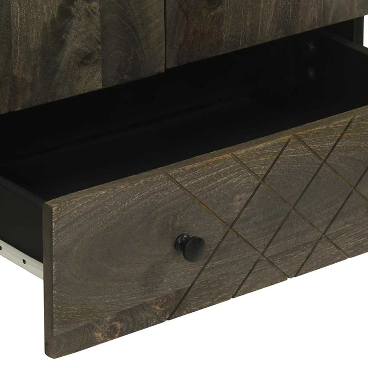 Högskåp Svart 60X33X100 Cm Massivt Mangoträ