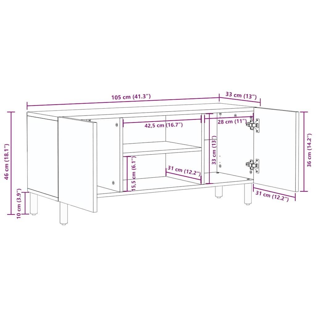 Tv-Skåp 105X33X46 Cm Massivt Trä Akacia