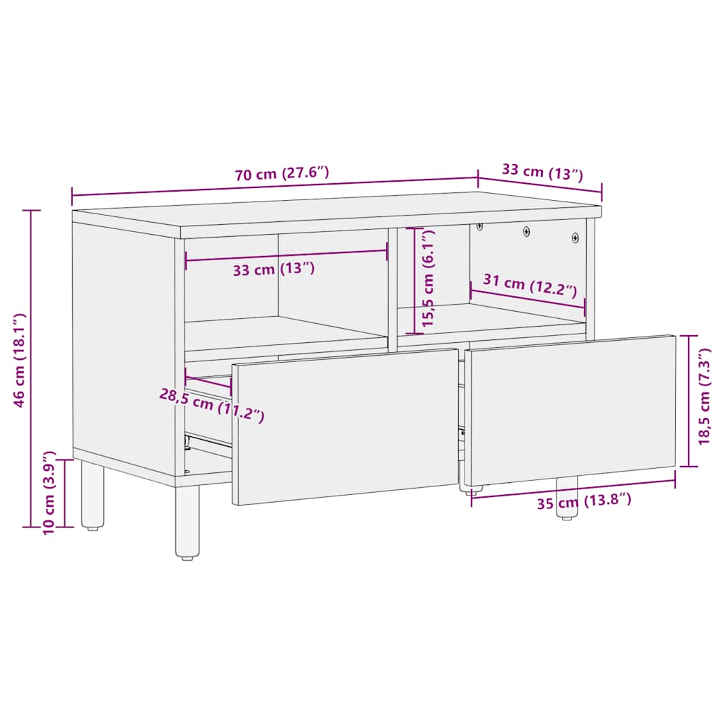 Tv-Skåp 70X33X46 Cm Massivt Trä Akacia
