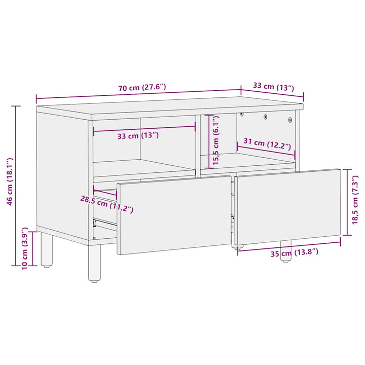 Tv-Skåp 70X33X46 Cm Massivt Trä Akacia