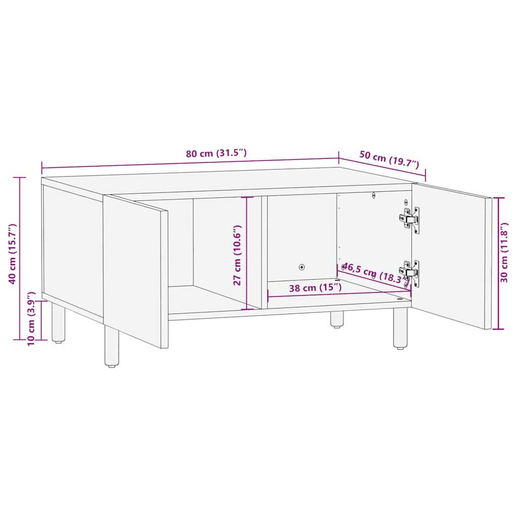 Soffbord 80X50X40 Cm Massivt Trä Akacia