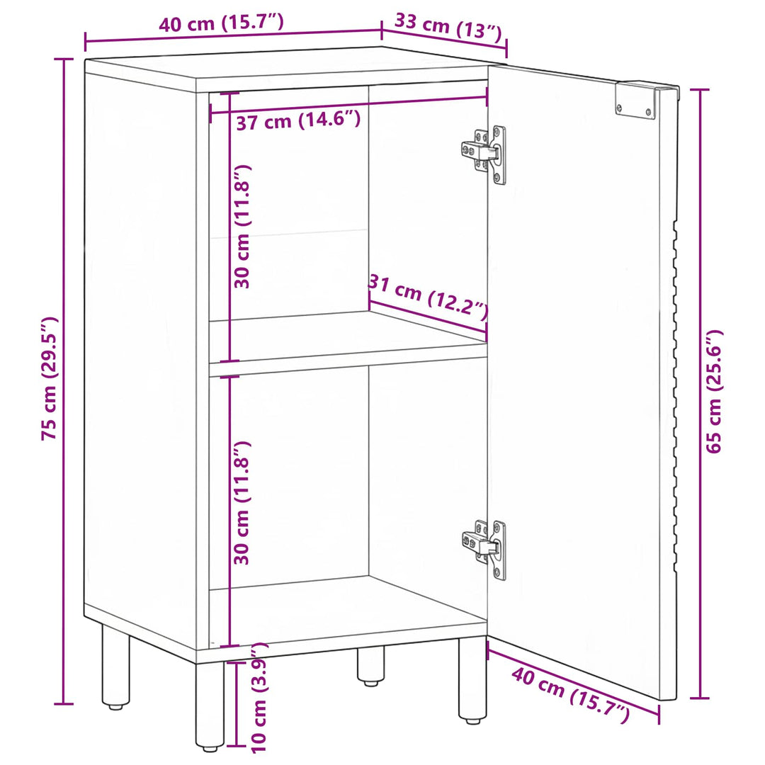 Sideboard Med Hylla Brun 40 X 33,5 X 75 Cm Massivt Mangoträ