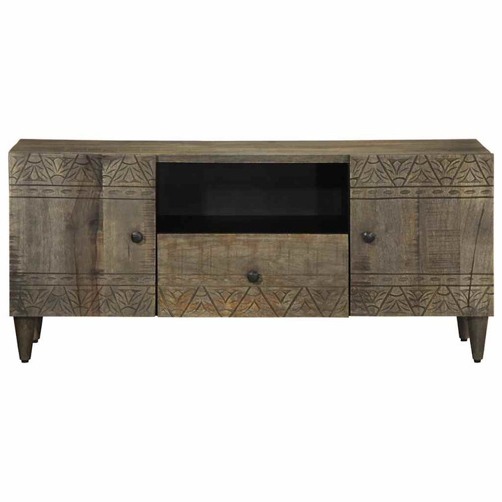 Tv-Bänk Ljusgrå 105X33,5X46 Cm Mango I Massivt Trä