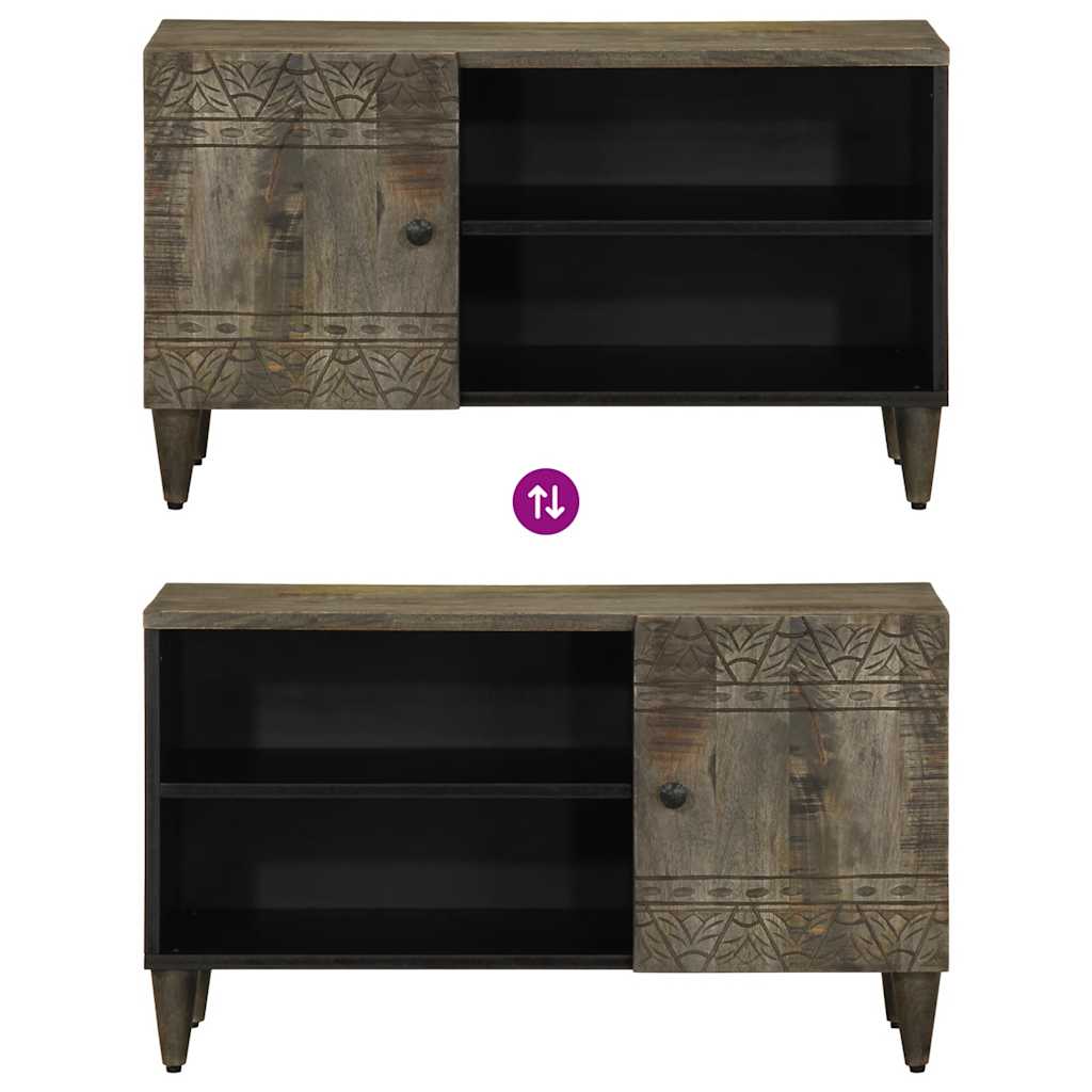 Tv-Bänk Ljusgrå 80X31,5X46 Cm Massivt Trä Mango