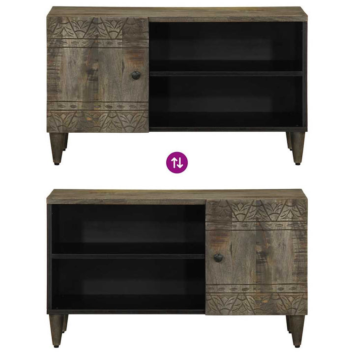 Tv-Bänk Ljusgrå 80X31,5X46 Cm Massivt Trä Mango