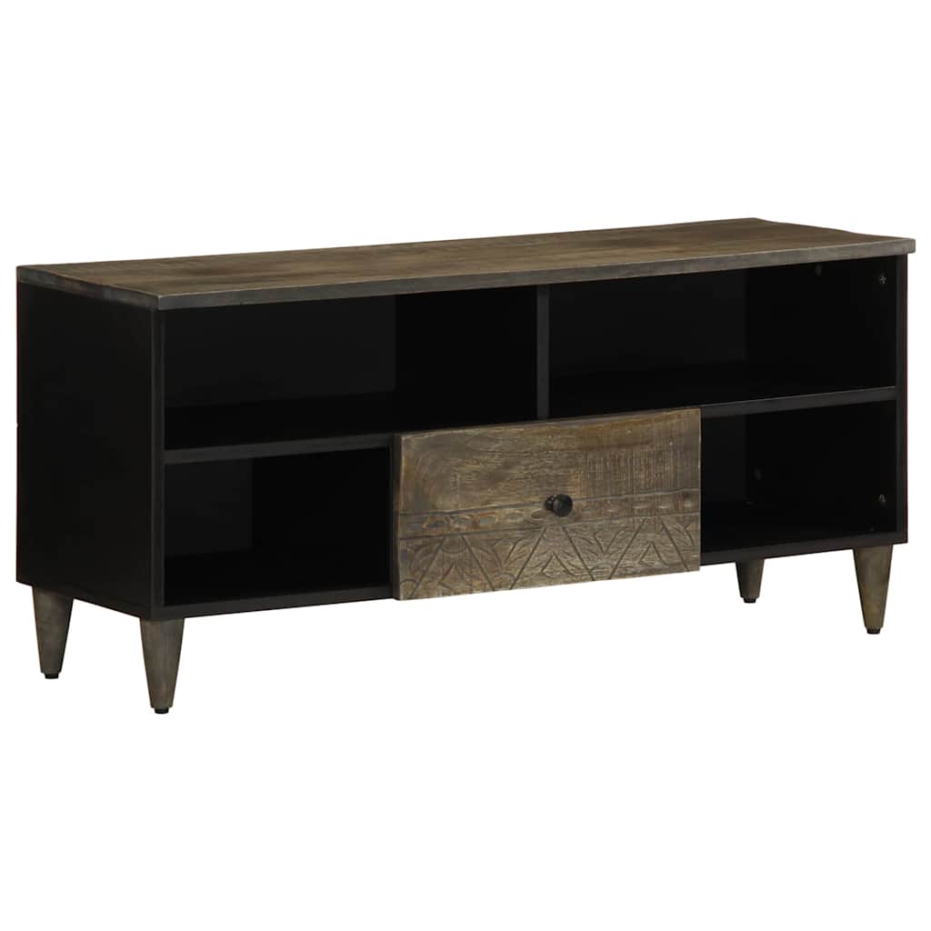 Tv-Bänk Svart 100X33X46 Cm Massivt Mangoträ