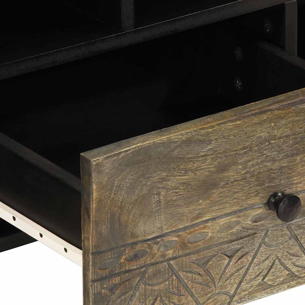 Tv-Bänk Svart 100X33X46 Cm Massivt Mangoträ