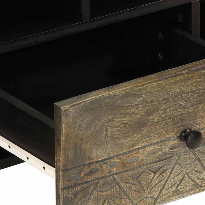 Tv-Bänk Svart 100X33X46 Cm Massivt Mangoträ