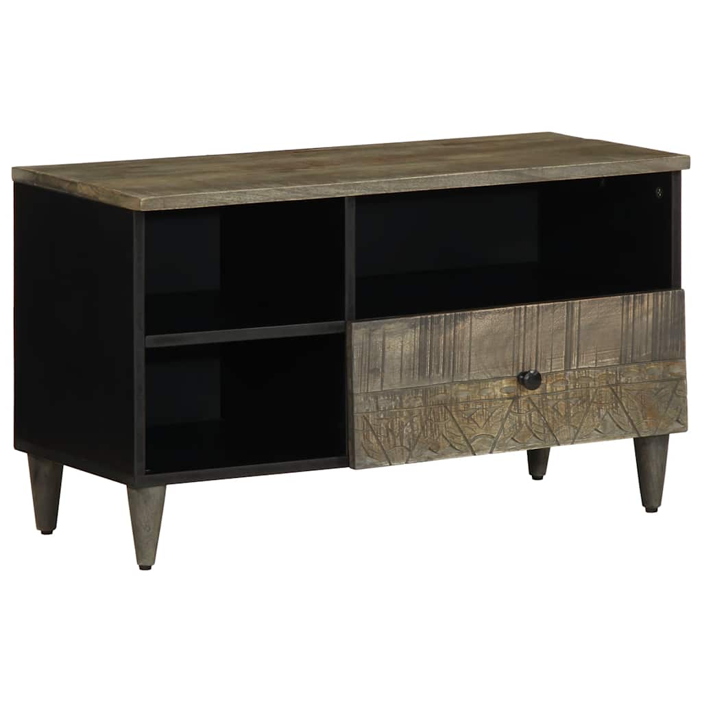 Tv-Bänk Svart 80X33X46 Cm Massivt Mangoträ