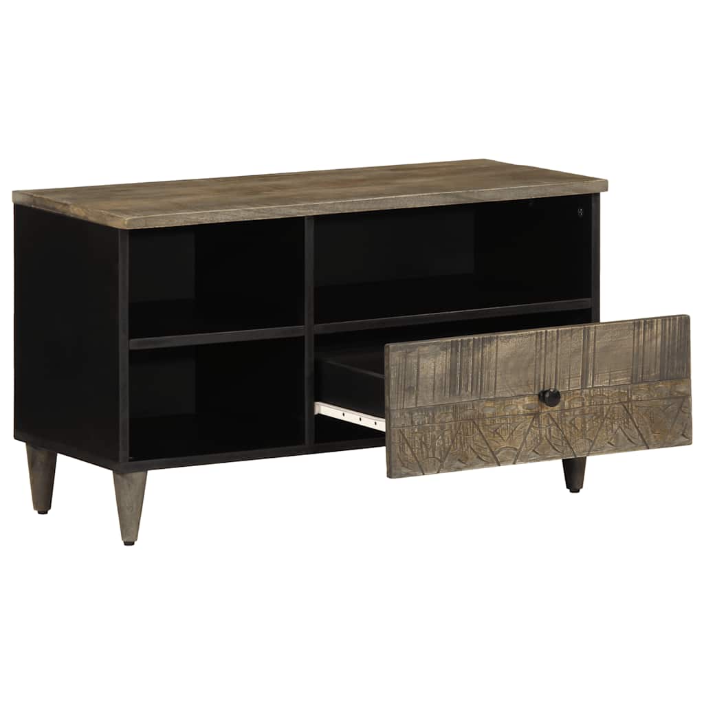 Tv-Bänk Svart 80X33X46 Cm Massivt Mangoträ