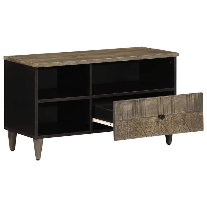 Tv-Bänk Svart 80X33X46 Cm Massivt Mangoträ