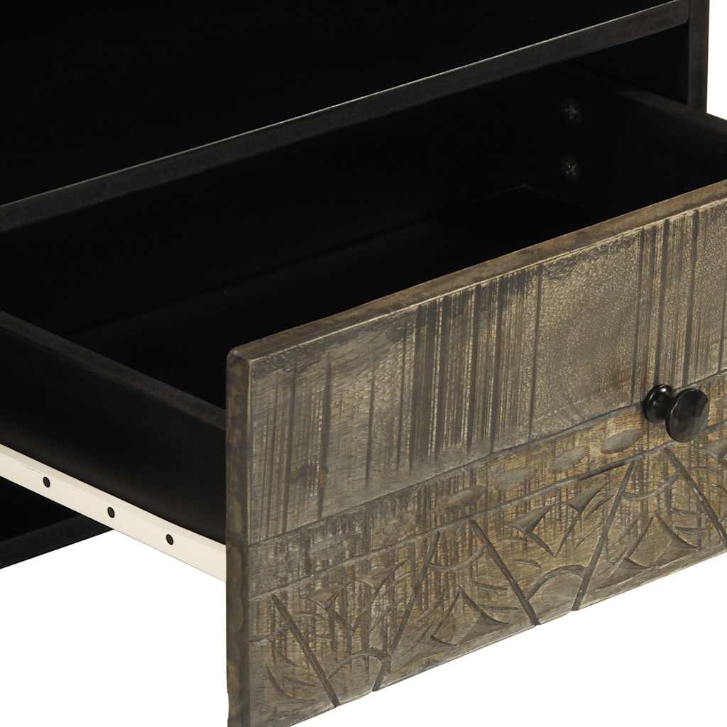 Tv-Bänk Svart 80X33X46 Cm Massivt Mangoträ