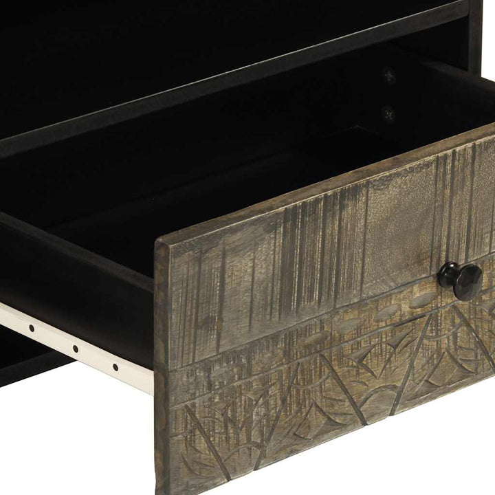 Tv-Bänk Svart 80X33X46 Cm Massivt Mangoträ