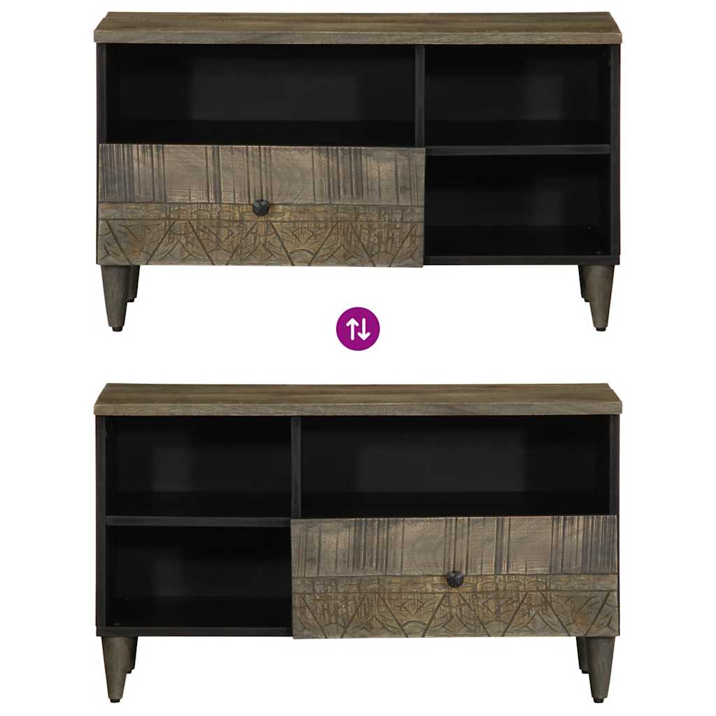 Tv-Bänk Svart 80X33X46 Cm Massivt Mangoträ