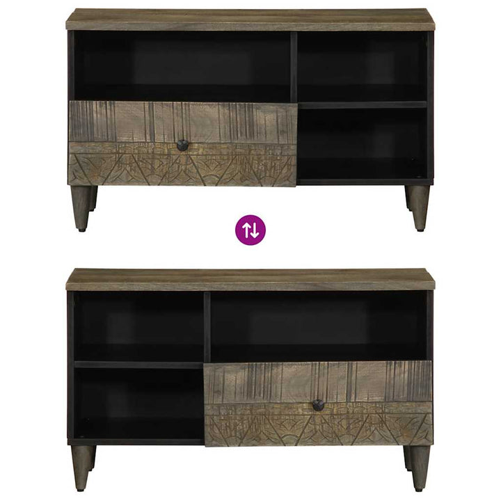 Tv-Bänk Svart 80X33X46 Cm Massivt Mangoträ