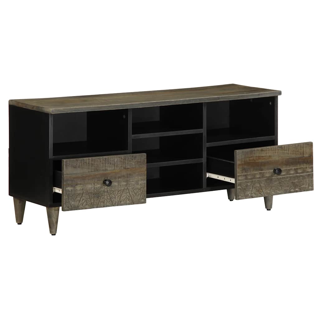 Tv-Bänk Svart 100X33X46 Cm Massivt Mangoträ