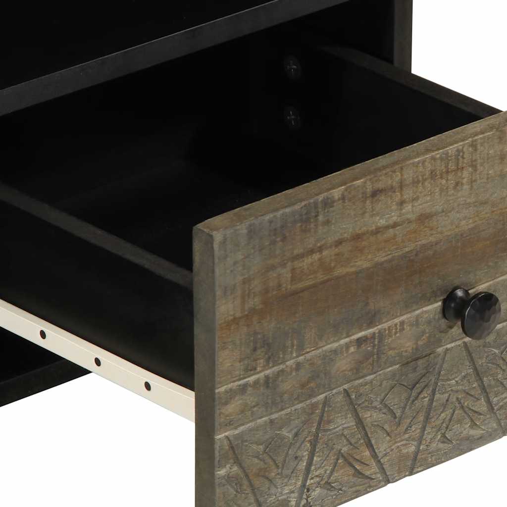 Tv-Bänk Svart 100X33X46 Cm Massivt Mangoträ