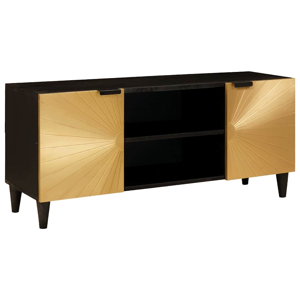 Tv-Skåp Svart Och Guld 105 X 33 X 46 Cm Konstruerat Trä