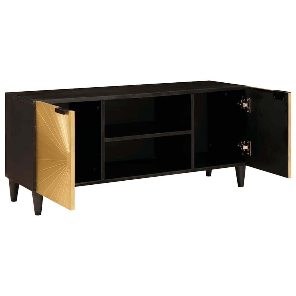Tv-Skåp Svart Och Guld 105 X 33 X 46 Cm Konstruerat Trä