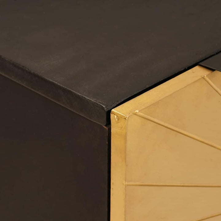 Sideboard Svart Och Guld 60 X 33 X 75 Cm Massivt Mangoträ