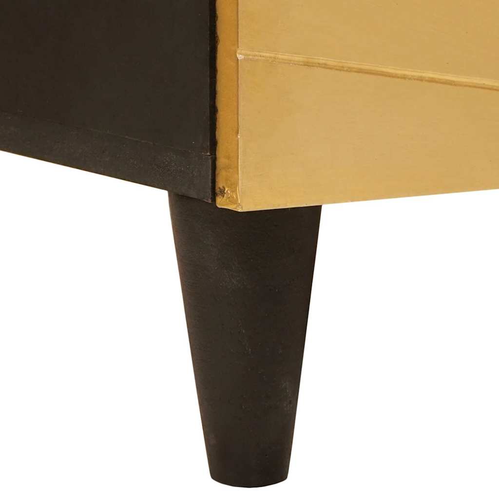 Sideboard Svart Och Guld 60 X 33 X 75 Cm Massivt Mangoträ
